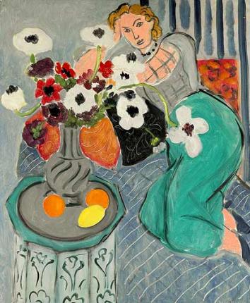 Henri Matisse „Frau in violettem Kleid und Ranunkeln“, 1937.
